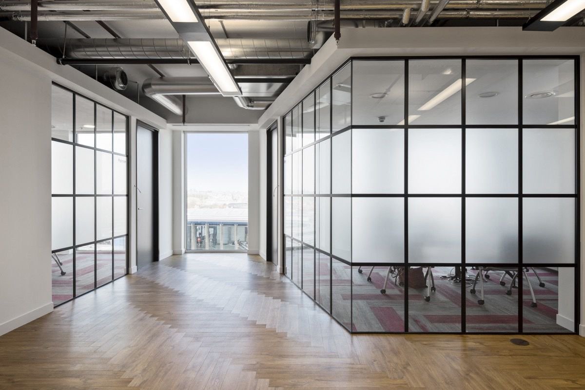 Commercial glass partition